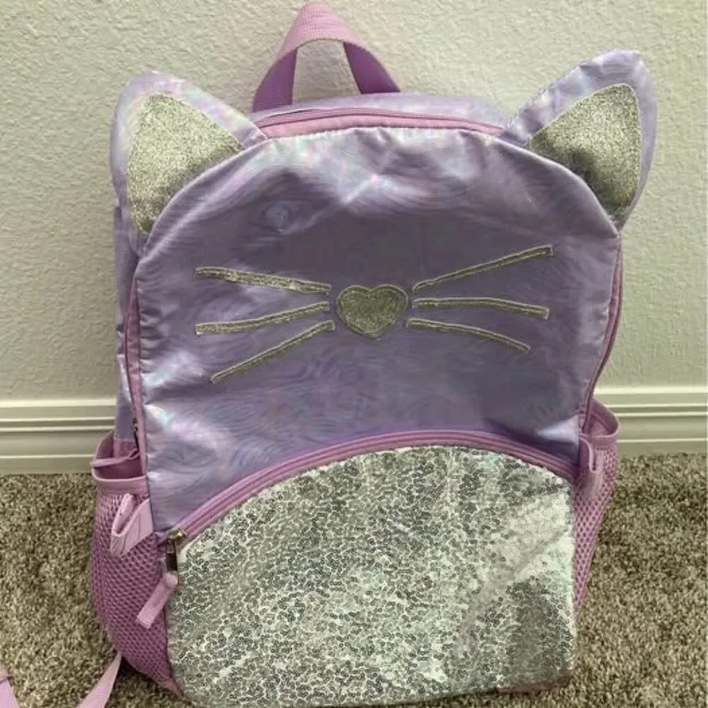 Great condition purple kitty backpack with lunchbox girls - Picture 2 of 5